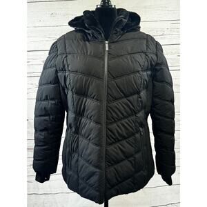 Nautica Black Quilted Puffer Jacket | Women’s XXL | Hooded, Warm & Cozy